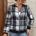 thumbnail image 4 of Womens'Autumn and Winter Fashion Plaid Jackets Plus Size Casual Long Sleeve Plaid Print Zipper Outwear Jackets, 4 of 8