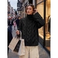 thumbnail image 4 of Czanzd Womens Cable Knit Turtleneck Sweater Oversized Loose Pullover Tops-Black,XL, 4 of 8