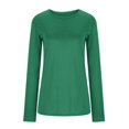 thumbnail image 4 of Yigetop Long Sleeve Tunic Tops for Women Women's Fashion Casual Round Neck Solid Color Bottoming Shirt Long Sleeve Top T Shirt Women's Tunics Green XL, 4 of 6
