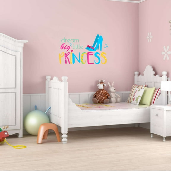 Dream Big Little Princess Girls Love Beautiful Crown Prince Unicorns Royalty Sweet Dreams Love Story Adore Courtship Decorating Holiday Gift Ideas Bedroom Wall Decal Sticker - Size: 10 In X 6 In
