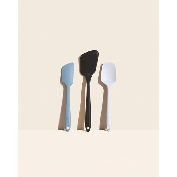 GIR Get it Right 3 Piece Silicone Kitchen Utensils Set Heat Resistant Up To 425°F Spatula, Flip & Spoonula as Kitchen Tools, Slate, Black, White