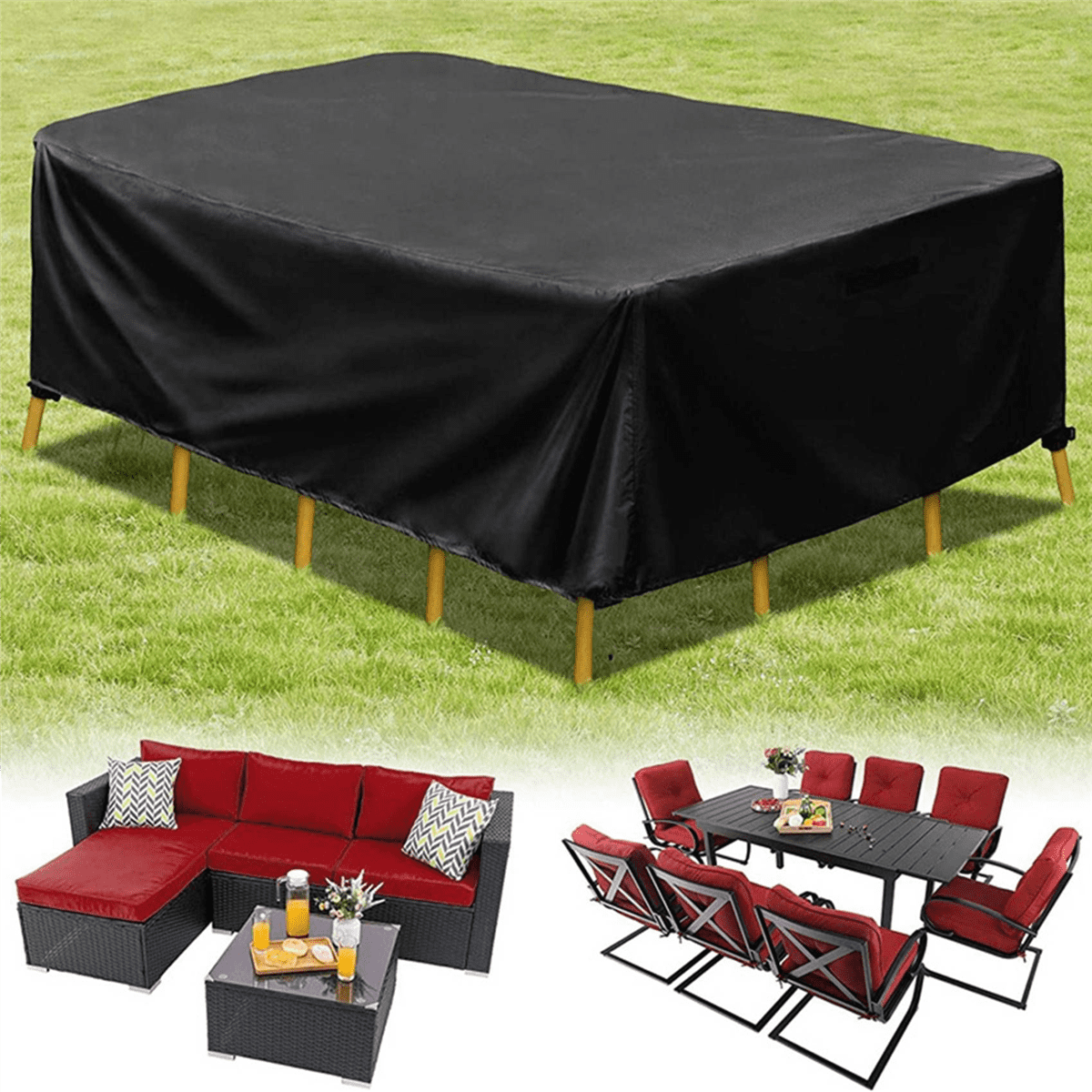 2X Patio Furniture Set Cover Waterproof,Heavy Duty Funiture Covers for Sectional Sofa Set Wicker Rattan Table XXL