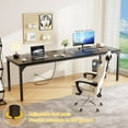 thumbnail image 5 of Homieasy 78.7" 2 Person Desk with Power Outlet and USB Ports, Long Double Table Home Office Computer Desk, Modern Study Writing Desk Workstation, Sturdy Metal Frame, for Home & Office, Black, 5 of 7