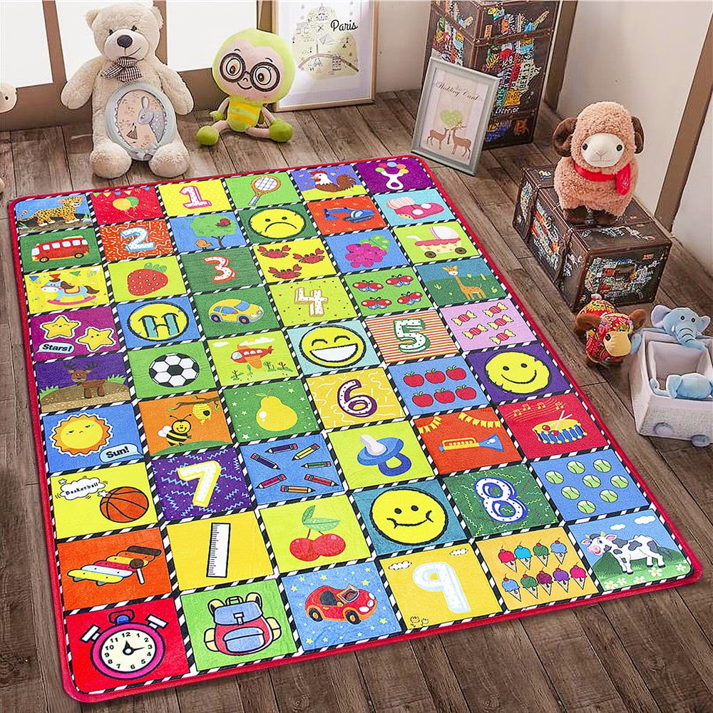 loivesh Baby Mat for Floor 59' x 41' - Kids Area Rugs Educational Play Mat for Room Decor, Baby Play Mat,Count Game, Learn Animals, Expressions, Family Beach Carpet Outdoor Indoor Gift