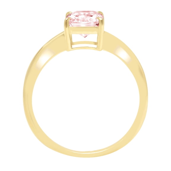1.75 ct Radiant Cut Simulated Pink Diamond Solitaire Engagement Ring for Women in 18K Yellow Gold