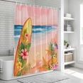 thumbnail image 6 of Pink Beach Bathroom Shower Curtains with 12 Hooks Waterproof Shower Curtain for Stalls and Bathtubs Summer Surfboard Palm Leaf Starfish Pineapple Flowers Decorative Bathroom Curtain 36x72 Inches, 6 of 9
