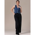thumbnail image 7 of DARING DIVA Women's V Neck Waistcoat Top Casual Jean Vests S Dark Blue, 7 of 7