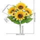 thumbnail image 3 of Ramo de girasoles artificiales para bodas, fotografía y decoración del hogar: flores de plástico realistas con tallos flexibles., 3 of 6