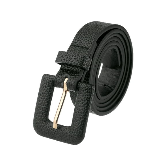 INSPIRE CHIC Womens 0.8" Width Textured Belts, Fashion Causal Faux Leather Waistband for Jeans Pants Dresses 44.1x0.8"(LxW) Black