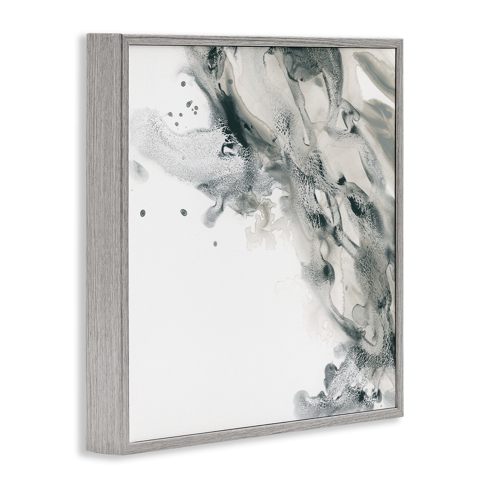 Stupell Industries Grey Swirled Liquid Abstract Painting Gray Framed Art Print Wall Art, 24 x 24