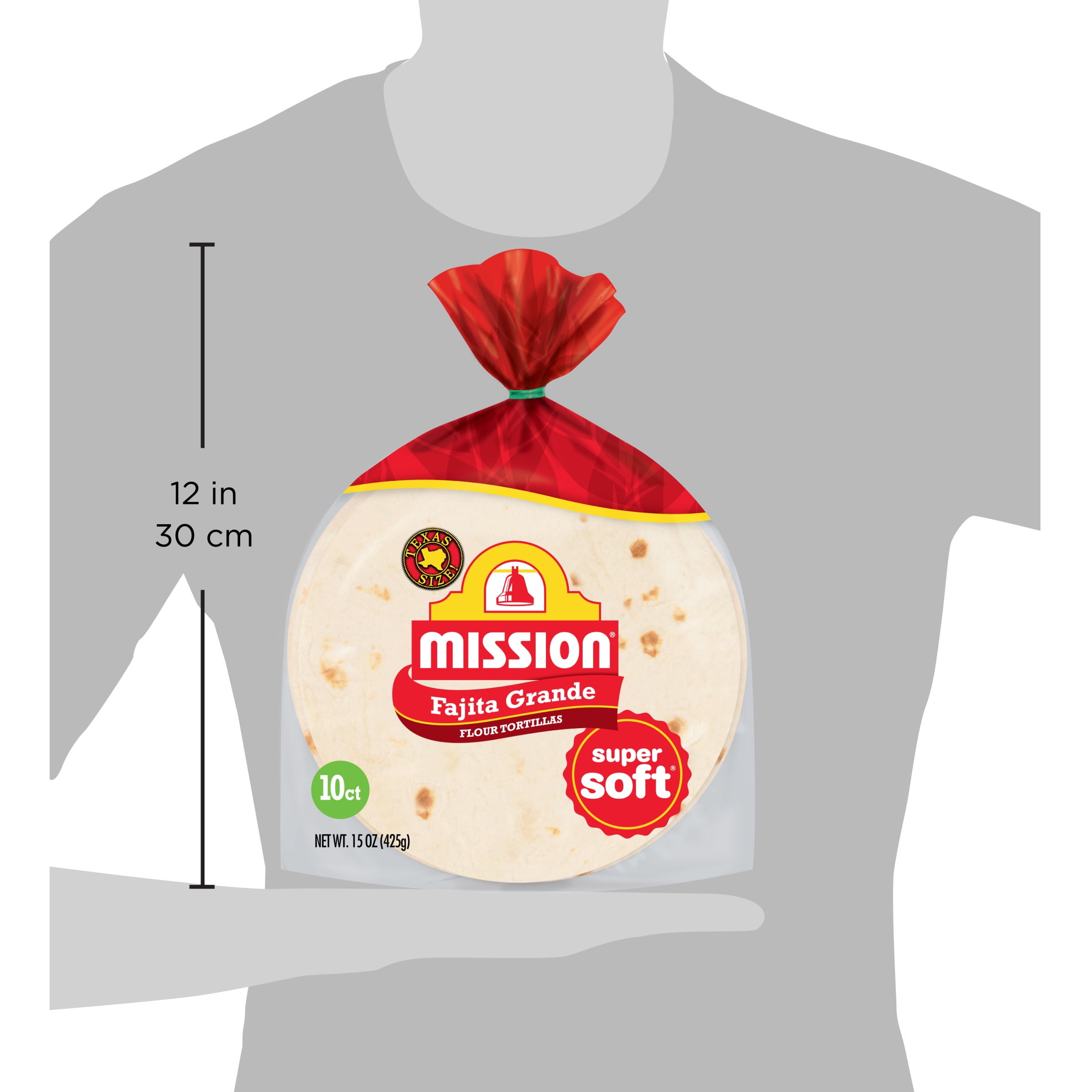 Mission Super Soft Flour Tortillas, Fajita Grande Size, 10 Count