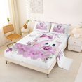 thumbnail image 2 of Manfei Halloween Bow Ghost Bed Sheets 4-Piece, Cute Rose Flower Pumpkin Full Size Sheets, Pink White,1 Fitted Sheet, 1 Flat Sheet and 2 Pillowcases, 2 of 5