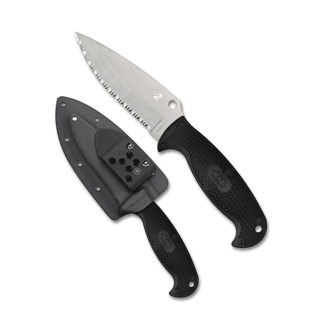 Spyderco Knives Jumpmaster 2 Fixed Blade Knife Black FRN H2 Stainless FB24SBK2 Cuchillo