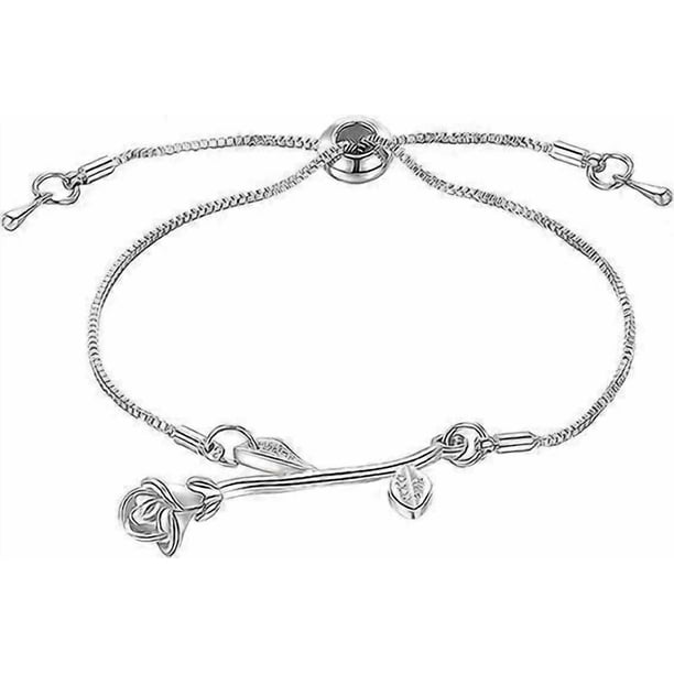 Fashion Bracelet for Women Micro Set Craft Full Diamond Petal Bracelet Light Luxury Bracelet Adjustable Link Bracelet Jewelry Gifts for Halloween Chri