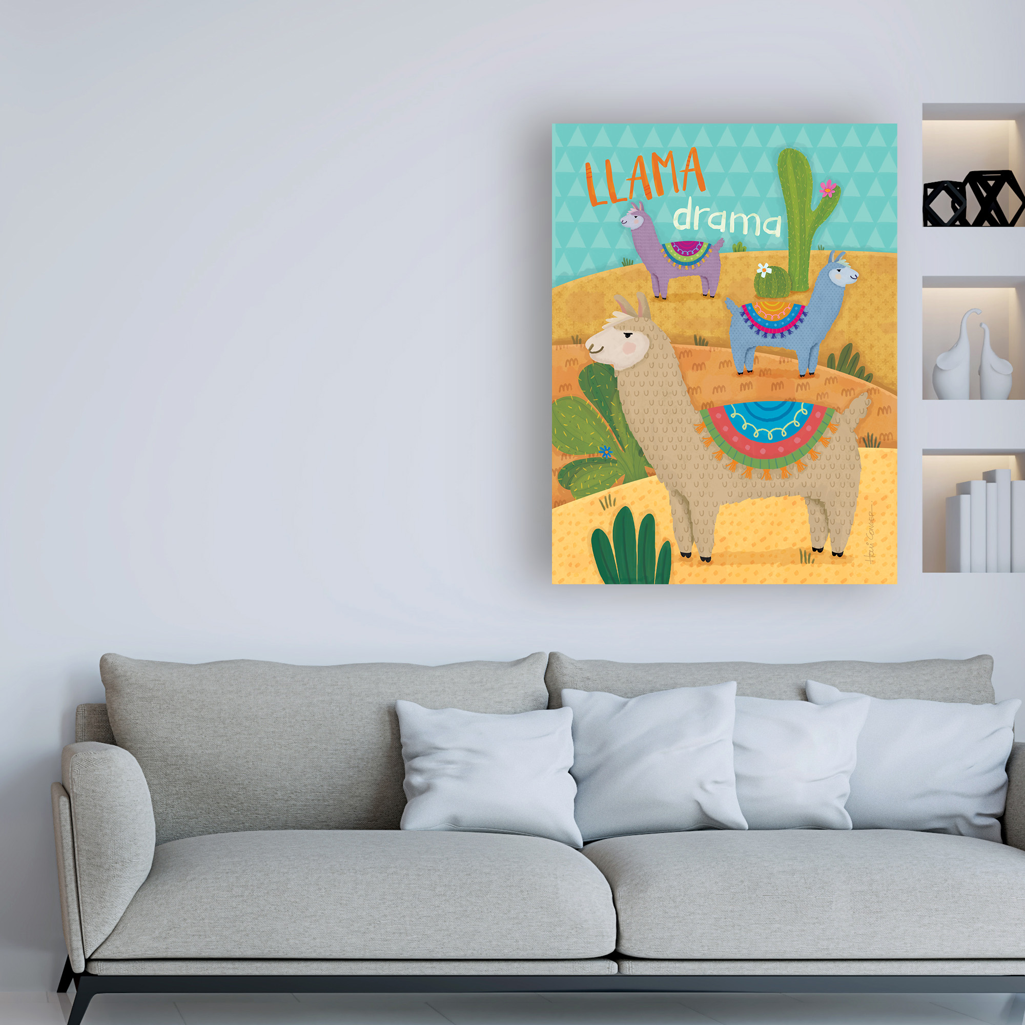 Trademark Fine Art 'Llama Drama motif 2' Canvas Art by Holli Conger