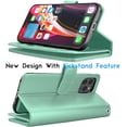 thumbnail image 4 of Tekcoo Wallet Case for iPhone 12 Pro Max / iPhone 12 Mini 2020 Luxury ID Cash Credit Card Slots Holder Carrying Pouch Folio Flip PU Leather Cover [Detachable Magnetic Hard Case] Lanyard - Turquoise, 4 of 6