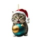 thumbnail image 4 of Adornos navideños de gato 2023, colgantes para árbol de Navidad, multiusos, para chimenea de pared. Estilo D, 4 of 9