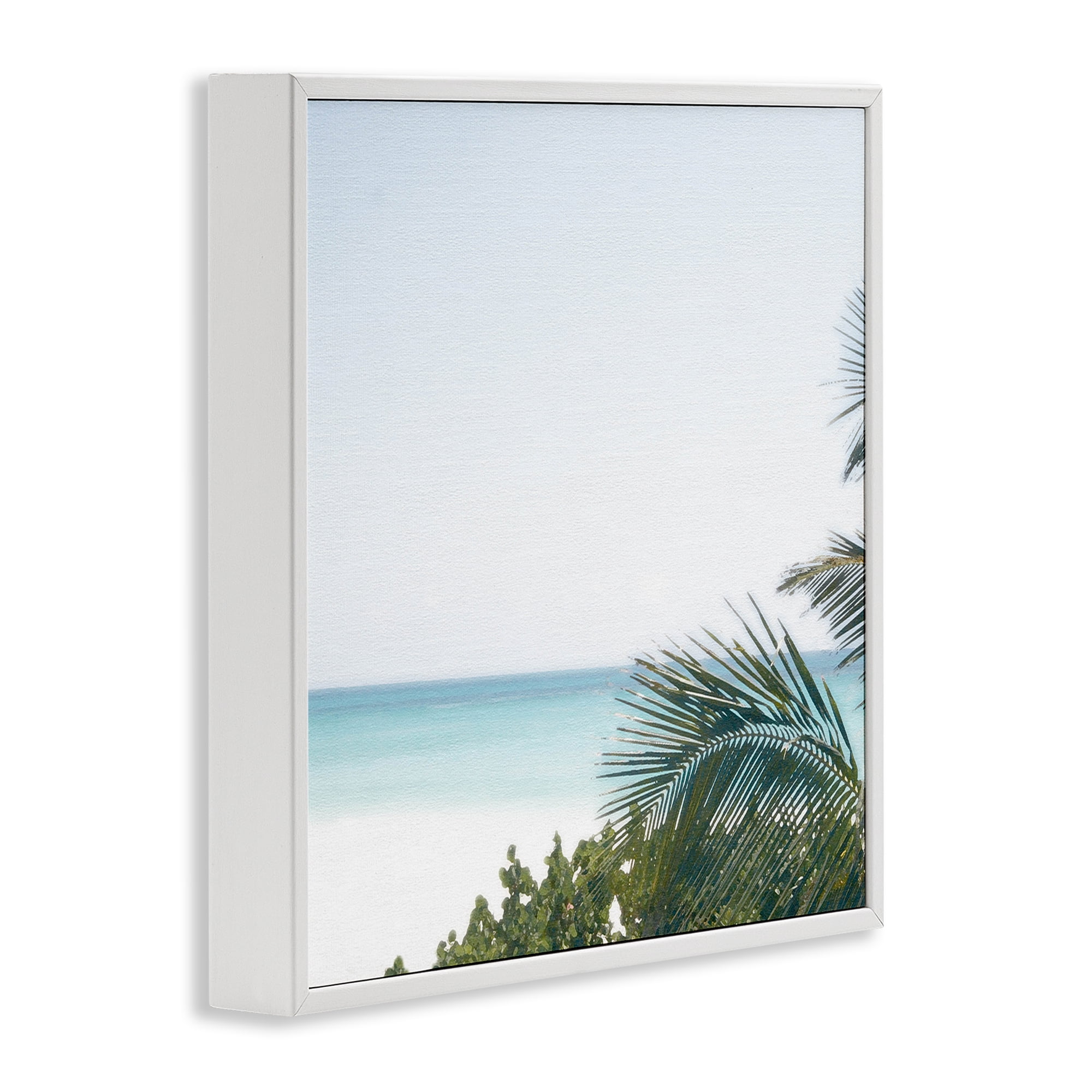 Stupell Industries Calm Beach Palms Coastal Photography White Framed Art Print Wall Art, 12 x 12