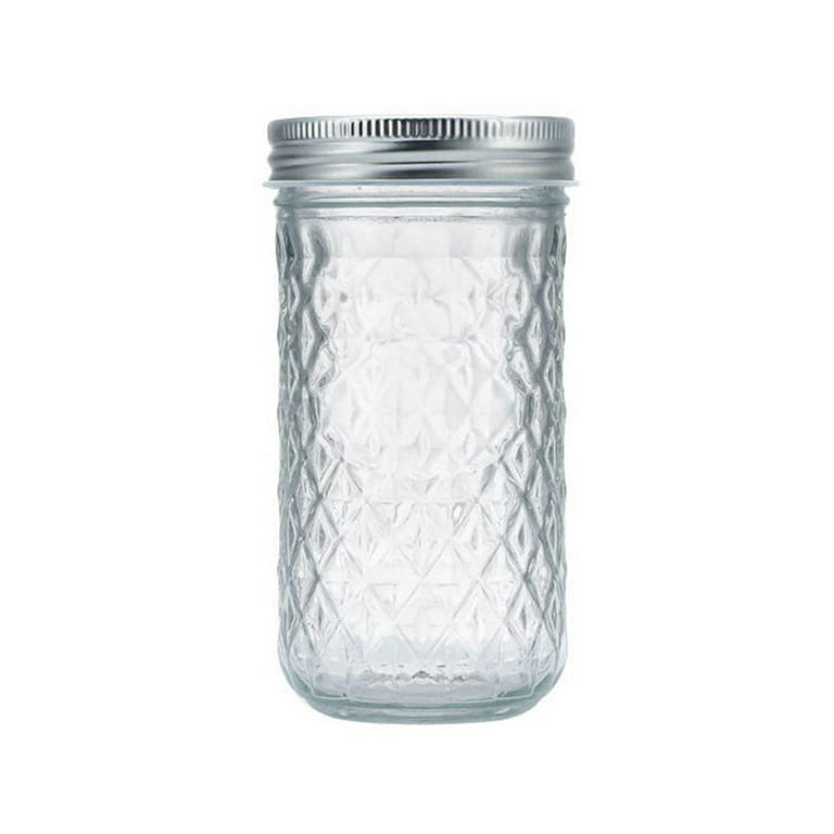 Mason Jars, Quilted Wide Mouth Glass Jars With Lid & Seal Bands