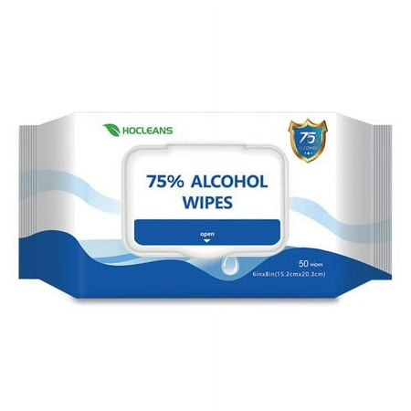 6 in. x 8 in. Personal Ethyl Alcohol Wipes - White (50 Wipes/Pack)