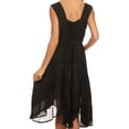 thumbnail image 2 of Sakkas Sundara Stonewashed Rayon Embroidered Mid Length Dress - Black - L/XL, 2 of 5