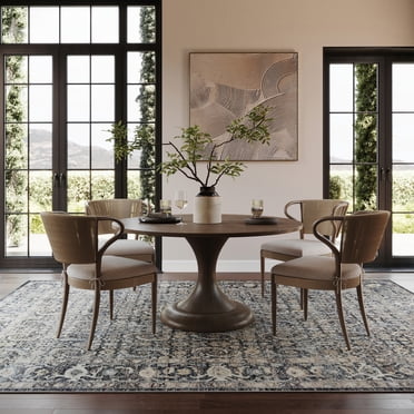 nuLOOM Elyra Traditional Bordered Washable Area Rug, 6' 7" x 9', Elyra Blue