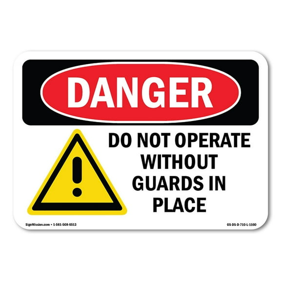 OSHA Danger Sign - Do Not Operate Without Guards In Place | Plastic Sign | Protect Your Business, Construction Site, Shop Area |  Made in The USA