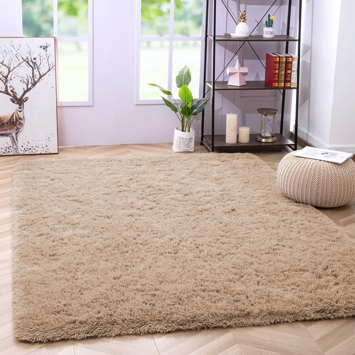 3 Color Large Size Fluffy Soft Carpet Anti-skid Floor Rug Bedroom Mat  Fluffy Area Rug Living Room Carpet Hallway Mat Home  Decoration(Size:100x160cm / 160x250cm)