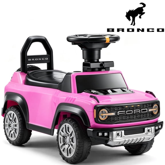 iYofe Toddler Push Car, Licensed Ford Bronco Raptor 2-in-1 Foot-to-Floor Ride on Walker for Boys Girls 18-36 Months, Toddlers Ride on Toy Cars with Music, Horn, Under Seat Storage, Pink