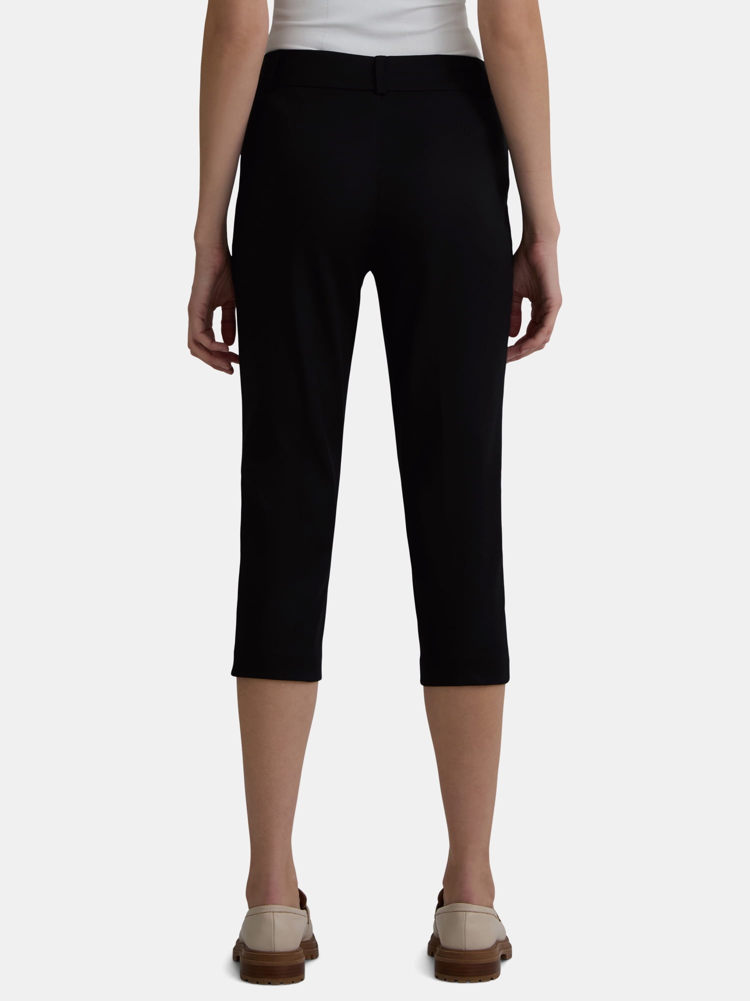 Time & Tru Women's Woven Capri Pants, 21 Inseam, Stretch Fabric