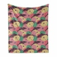 thumbnail image 1 of Aquatic Soft Flannel Fleece Throw Blanket, Dolphins Underwater Bubbles Colorful Ocean Sea Illustration, Cozy Plush for Indoor and Outdoor Use, 50" x 60", Jade Green Dried Rose, by Ambesonne, 1 of 6