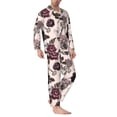 thumbnail image 2 of Naloa Retro Red Black Roses Men’s Pajamas Set - Long Sleeve Button Down Sleep Shirt and Pajama Bottoms Sleepwear Set-Medium, 2 of 7
