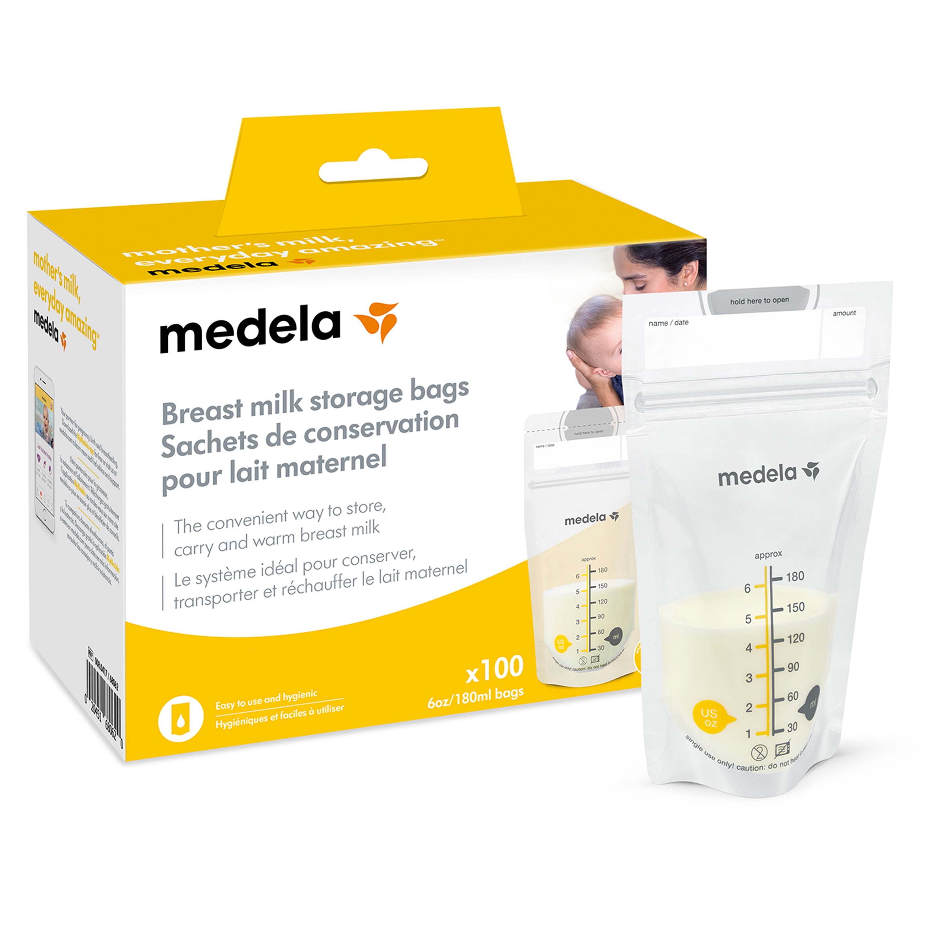 Medela Breast Milk Storage Bags 6oz 180ml 100 Count