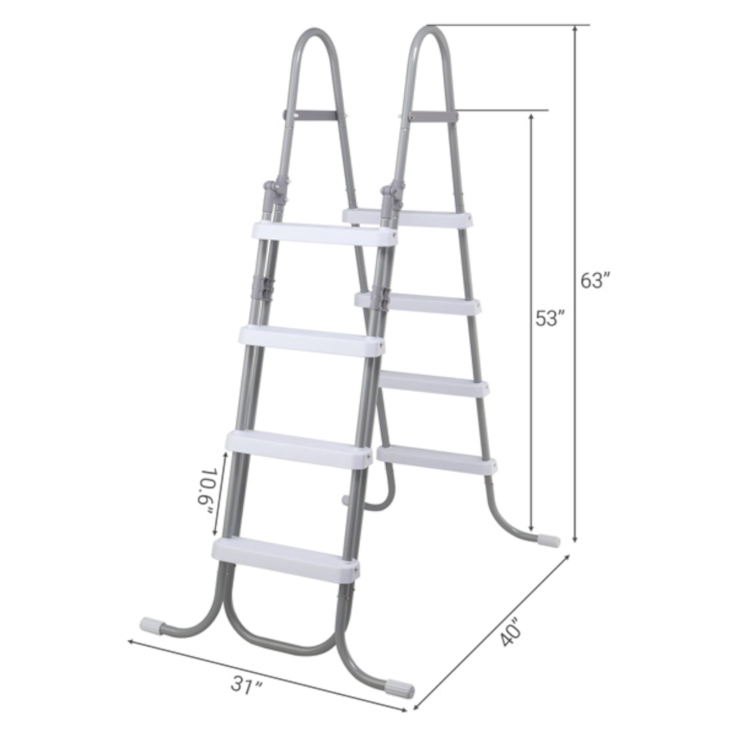 Alvantor 4-Step Above Ground Pool Ladder with Safety Buckle Foldable Entry Side 300 lb Capacity for Pools up to 52 in