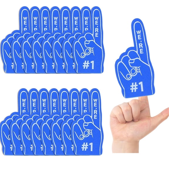 16-Piece Mini Foam Finger Baseball Party Gifts, Cheerleader Foam Fingers, Sports Accessories, Team Gifts, Party Decorations (Blue)