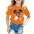 thumbnail image 2 of T Shirts for Girls Short Sleeve Kids Cartoon Graphics Cotton Tee Round Neck Summer Tops Orange,9-10 Years, 2 of 5