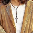 thumbnail image 4 of Rosario católico de madera hecho a mano, collar con colgante de cruz, cuentas de oración cristiana, medalla de San Benito, cuentas de rosario católico para mujeres y hombres, 4 of 4