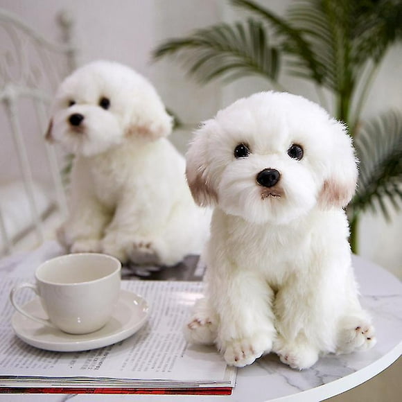 White Maltese Puppy Plush Toy Cute Stuffed Dog Simulation Pet Kaw