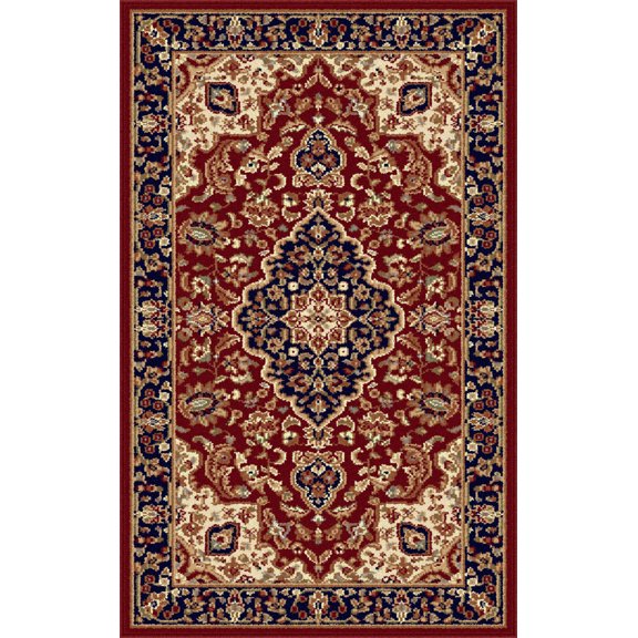Tayse Sensation Area Rug 4780 RED Traditional Red Medallion Leaves 2' x 3' Rectangle
