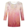 thumbnail image 4 of Scyoekwg Womens 3/4 Sleeve Summer Tops Cewneck Three Quarter Length Sleeve Blouse Casual Lightweight Vintage Fashion Print Graphic Tee Loose Fall Clothes Pullover, 4 of 4