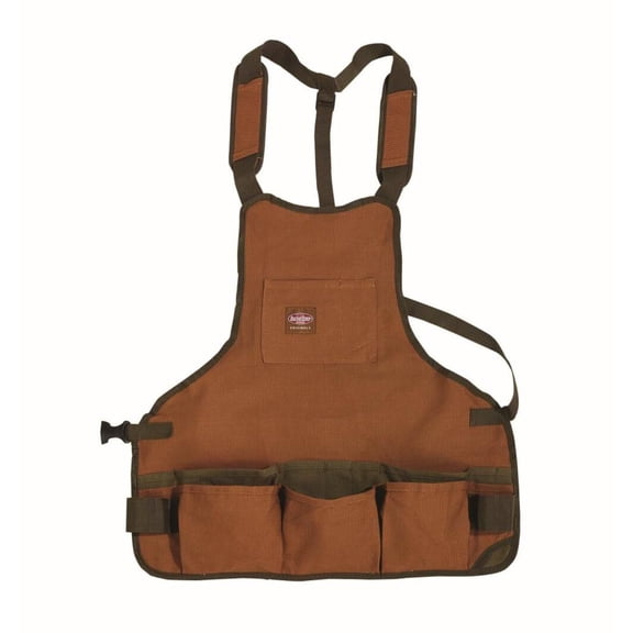 Bucket Boss SuperBib Brown Duckwear Work Apron with 16 Pockets and Dual Hammer Loops, by Bucket Boss