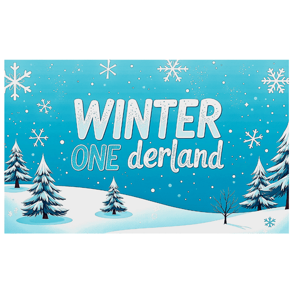 Blue Themed Winter Wonderland Banner Snowflakes Trees Decor Background Party Supplies Winter Party Decorations Photography Props