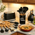 thumbnail image 3 of Axidou Silicone Cooking Utensils Set - 12 Pcs Silicone Kitchen Utensils for Non-Stick Cookware, 446°F Heat Resistant, BPA Free Kitchen Gadgets Tools with Holder, Dishwasher Safe (Black), 3 of 8
