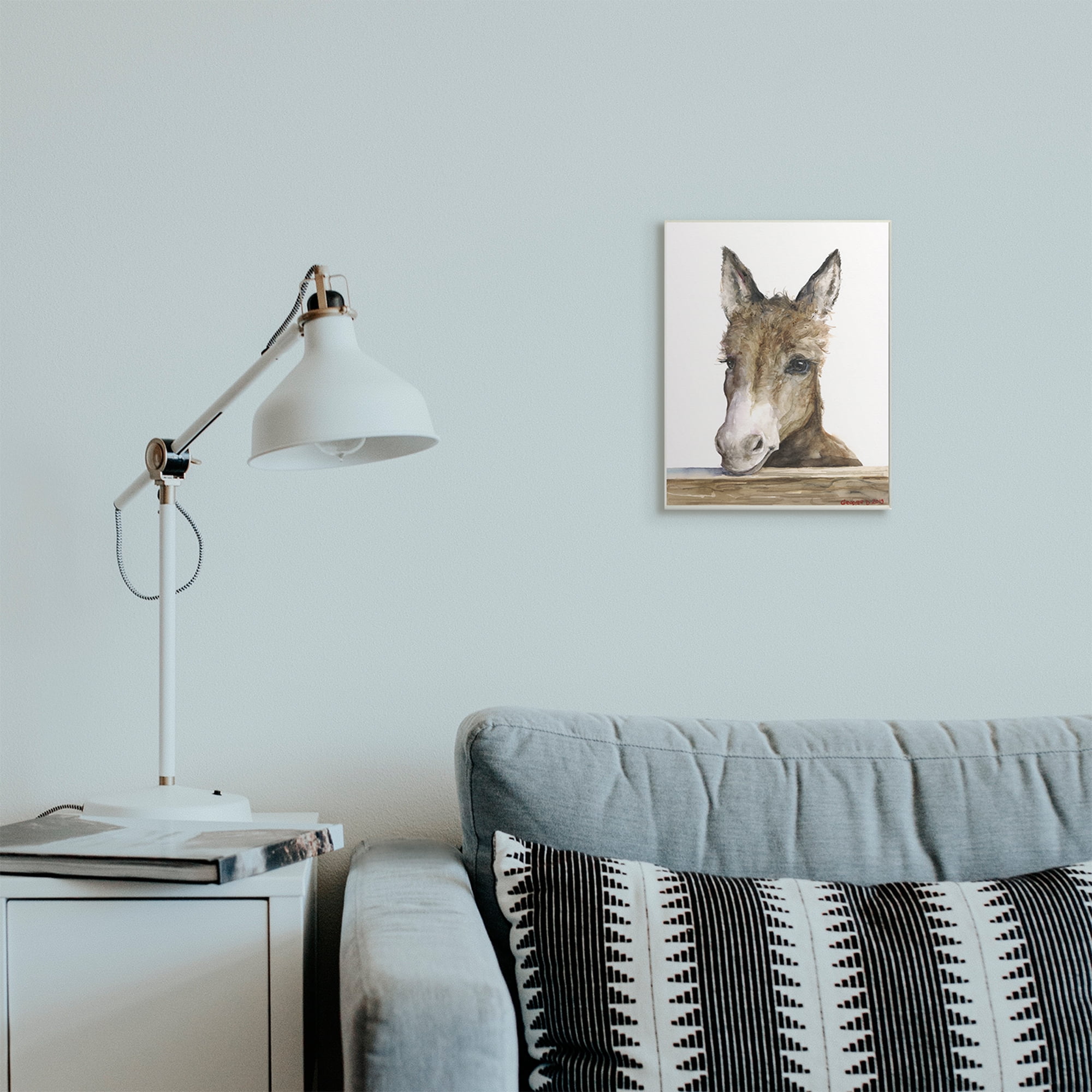 Stupell Industries Baby Donkey Portrait Adorable Farm Animal Wall Plaque, 10 x 15, Design by George Dyachenko