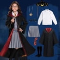 thumbnail image 3 of YANSION 8 Pcs Disfraz de Mago Niñas, Halloween Disfraz de Mago Cosplay, con Disfraz de Bastón Místico, Blusa, Corbata, Calcetines, Gafas para Fiesta de Cumpleaños, Navidad, Cosplay de Carnaval, 3 of 7