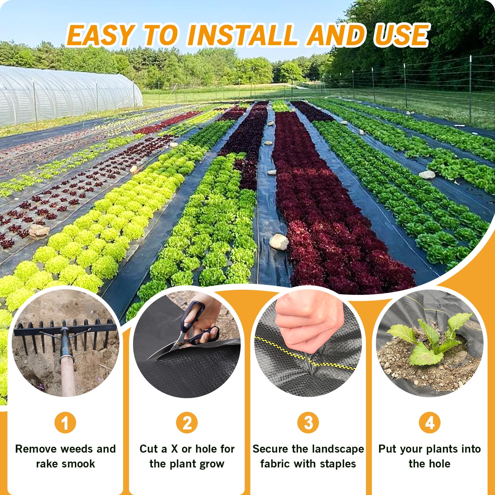 Shade&Beyond Weed Barrier fabric 3FT X 100FT High Permeability Landscape Fabric Garden Barrier Cloth，Black