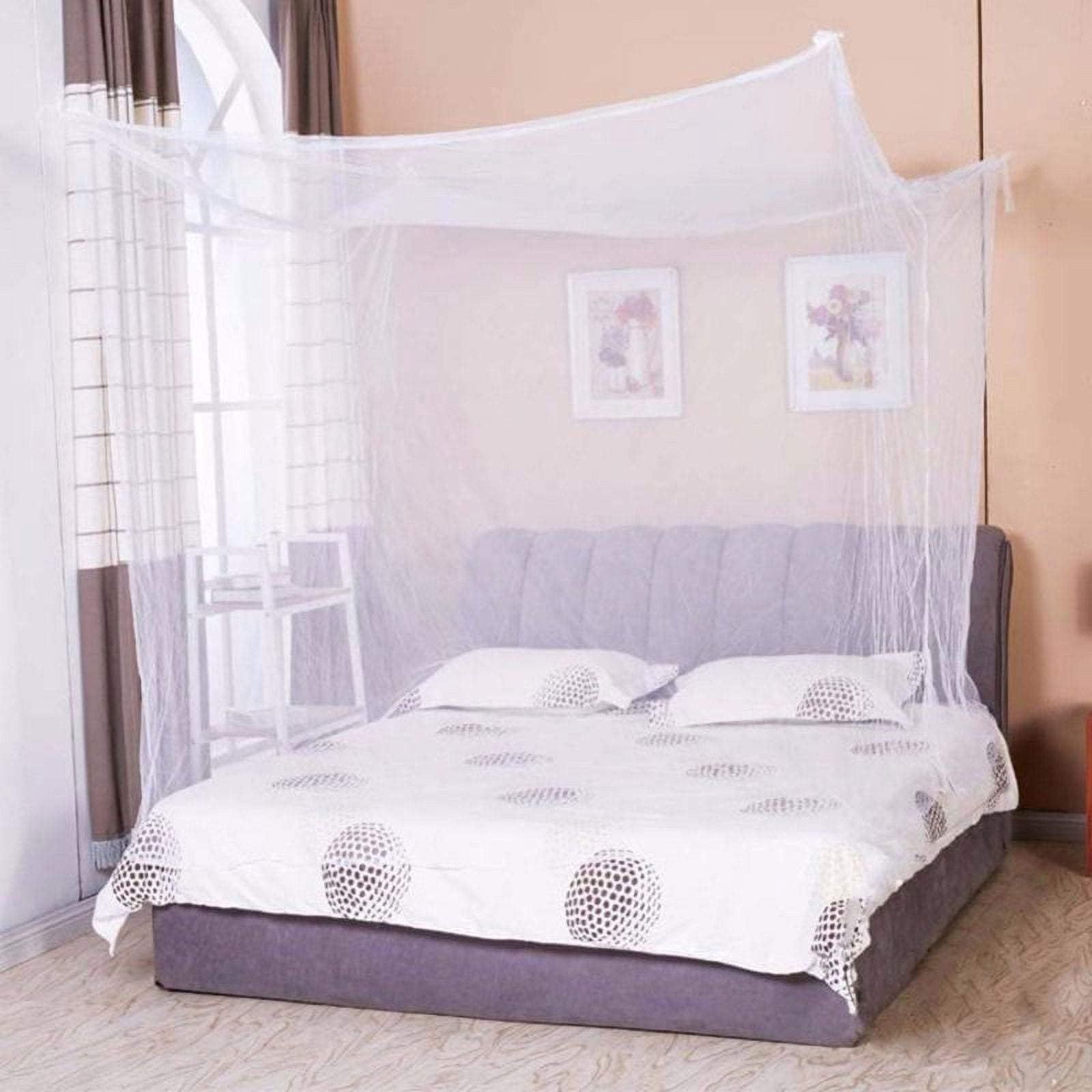 Rideau à Baldaquin 4 Points - Filet Drapé Pour Lit - Décoration Chambre Fille Ou Adulte - Polyester 2x1.5m - 6