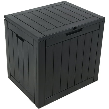 

Sunnydaze Lockable Outdoor Small Deck Box with Storage and Side Handles - 32-Gal. - Phantom Gray