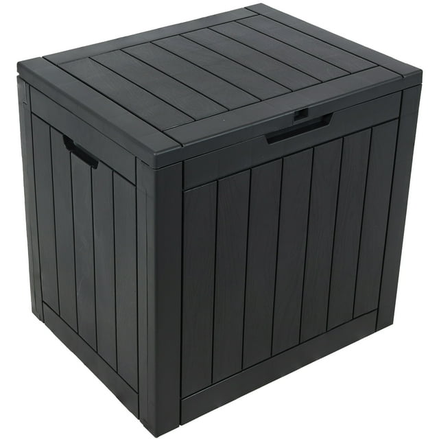 Sunnydaze Coffre de Terrasse Extérieur Verrouillable de Petite Taille avec Rangement et Poignées Latérales - 32 Gal. - Gris Fantôme