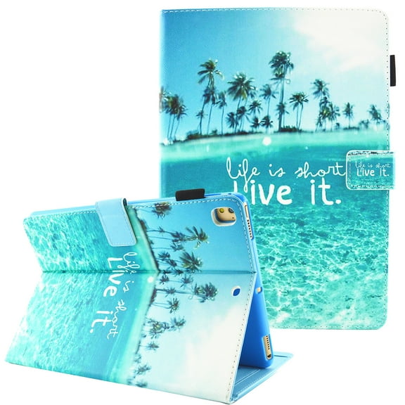 Allytech iPad 10.2 2020/2019 Case 8th/7th Generation, Slim Fit Multi Angle Viewing Stand Folio Flip Smart Shell Auto Sleep Wake Shockproof Cover for Apple iPad 10.2-inch Retina Display, Live it